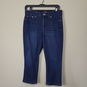 Chaps Womens Blue Dark Wash 5 Pocket Design Stretch Capri Jeans Size 6